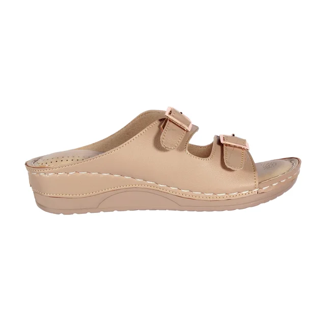 Stepee Double buckle Doctor slippers with Airmax sole - Beige