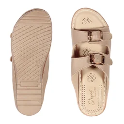 Stepee Double buckle Doctor slippers with Airmax sole - Beige