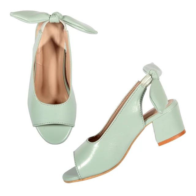 Kids Short heel open toe sandals for girls - Sea green