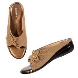 Soft pillow comfort slippers for wome with siroski - Copper