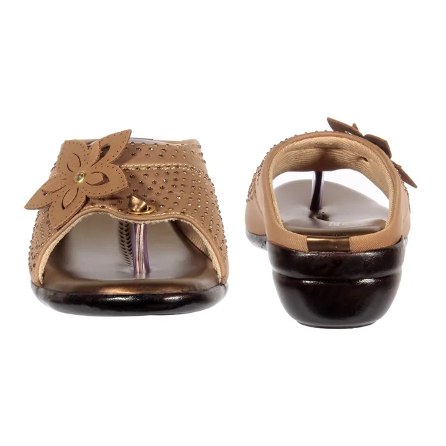 Soft pillow comfort slippers for wome with siroski - Copper