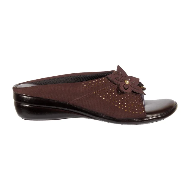 Soft pillow comfort slippers for wome with siroski - Brown