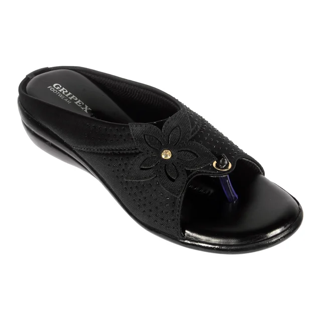 Soft pillow comfort slippers for wome with siroski - Black