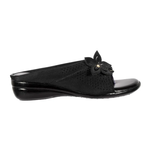 Soft pillow comfort slippers for wome with siroski - Black