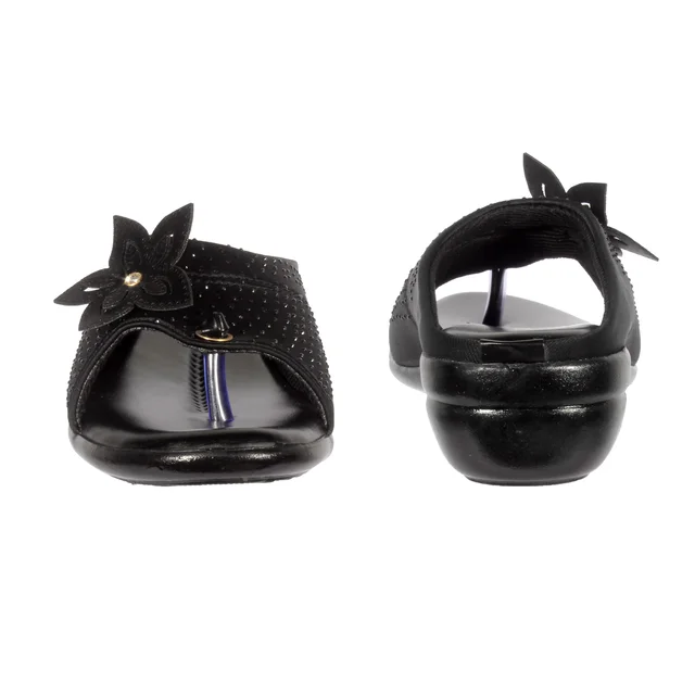Soft pillow comfort slippers for wome with siroski - Black