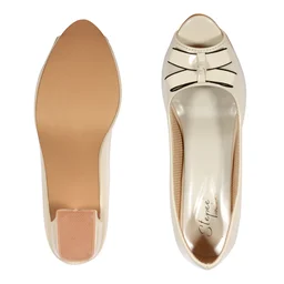 Open toe heel belly with 2 inch heel for women - Cream