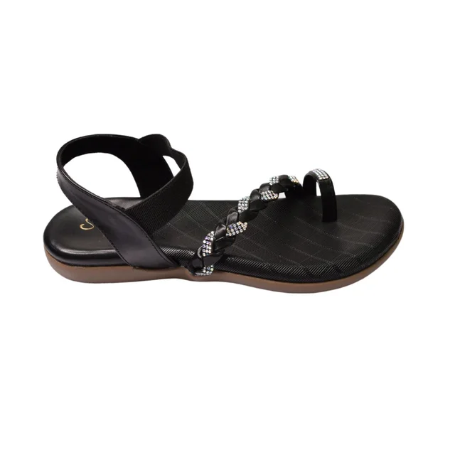 Stepee Flat arba Sandal with extra padding - Black