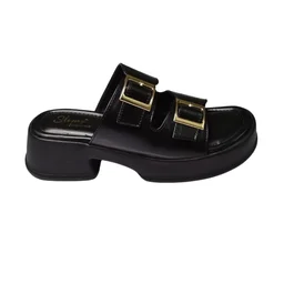 Stepee Short Heel Airmax Sole Slippers For Women - Black