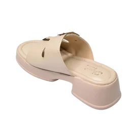 Stepee Short Heel Airmax Sole Slippers For Women - Cream