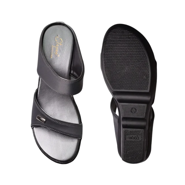 STEPEE short platform casual 2 inch heel slippers - Gray