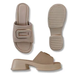 Stepee SHort heel airmax sole slippers for women - Beige