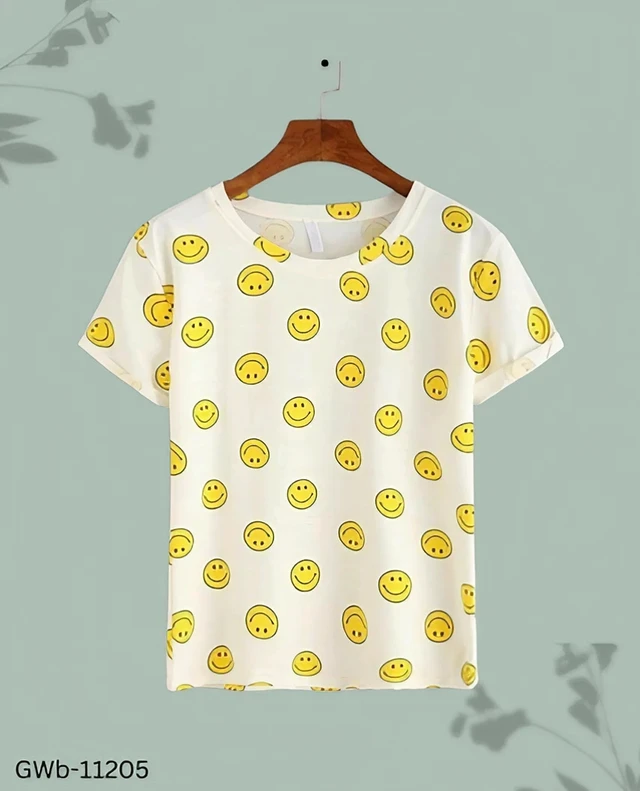GWb-11205 Women's Printed Cotton T-Shirt - L