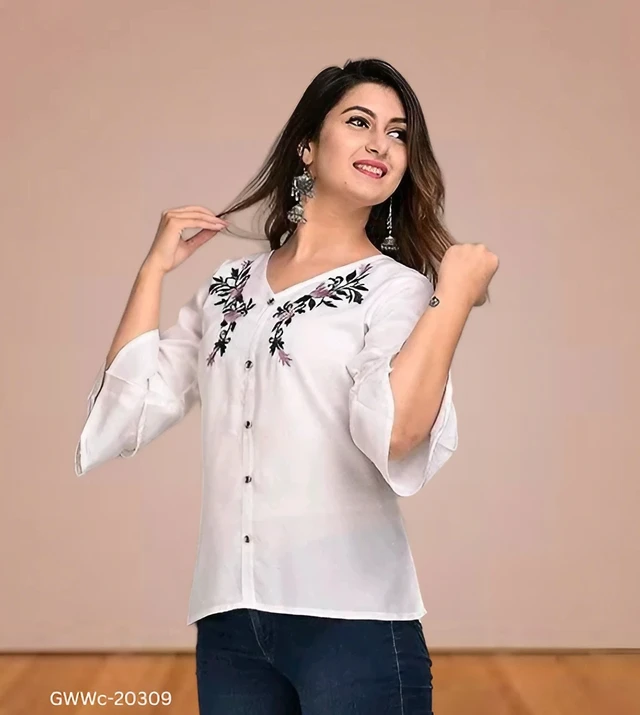 GWWc-20309 Rayon Embroidery Western Top - XXL