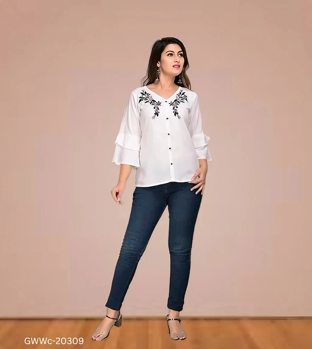 GWWc-20309 Rayon Embroidery Western Top - XXL