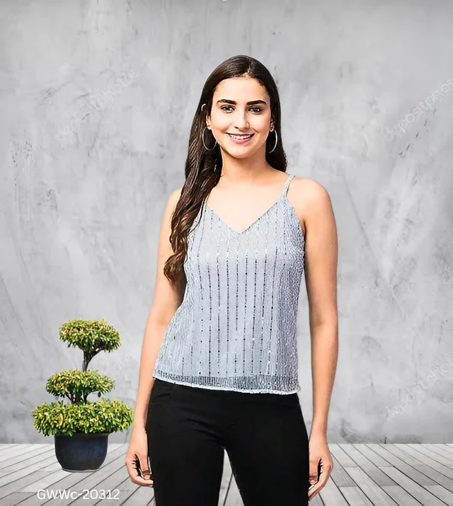 Women Girls Thin Straps Crop Top