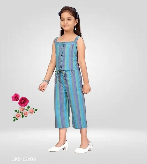 GKb-12208 Striped Pattern Top and Pants For Girls - 4-5 Years