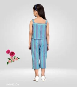 GKb-12208 Striped Pattern Top and Pants For Girls - 4-5 Years