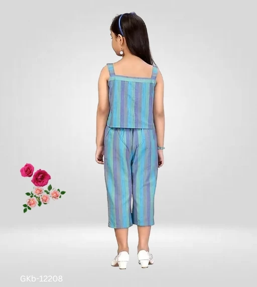 GKb-12208 Striped Pattern Top and Pants For Girls - 4-5 Years