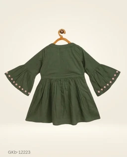 GKb-12223 Stylish Embroidery Print Frock For Girls - 6-7 Years