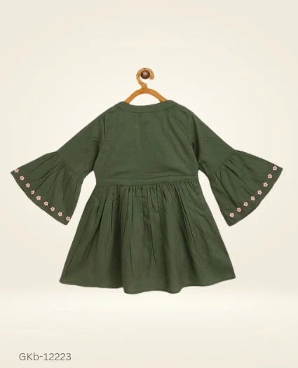 GKb-12223 Stylish Embroidery Print Frock For Girls - 6-7 Years