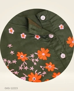 GKb-12223 Stylish Embroidery Print Frock For Girls - 6-7 Years