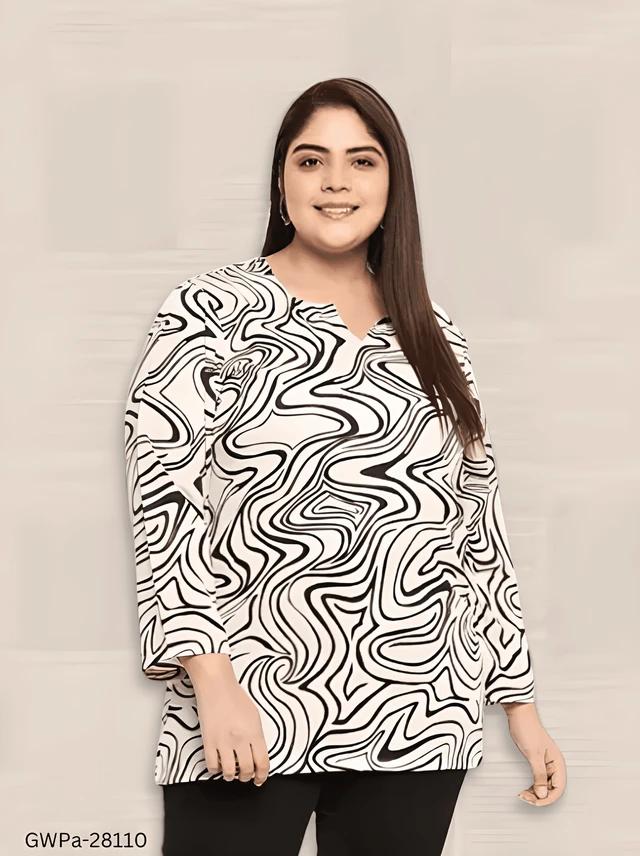 GWPa-28110 Polyester Printed Tops For & Women & Girl - 4XL