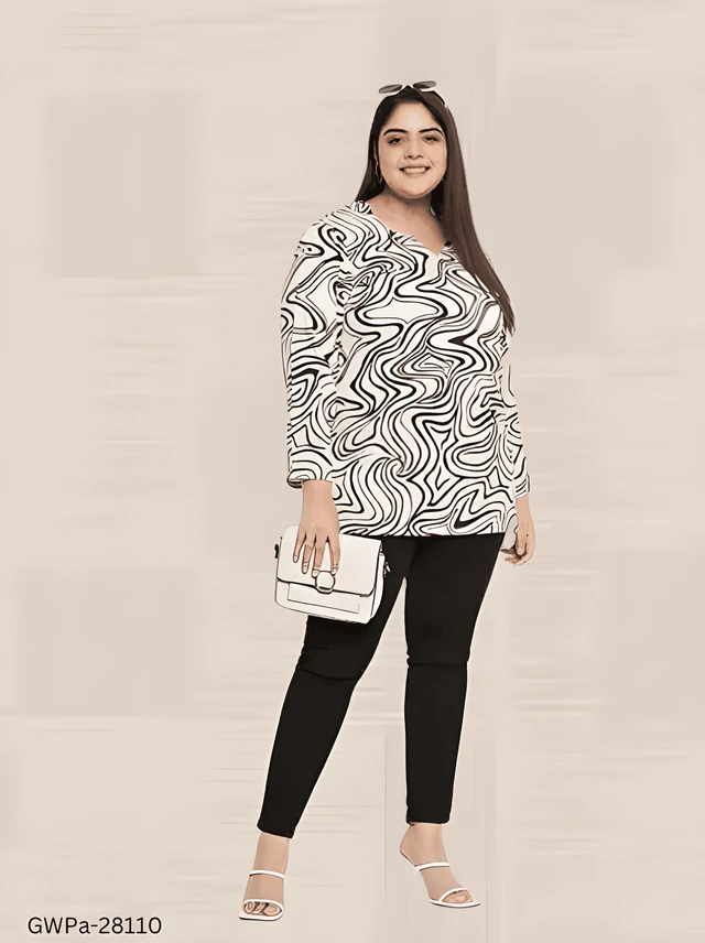 GWPa-28110 Polyester Printed Tops For & Women & Girl - 4XL