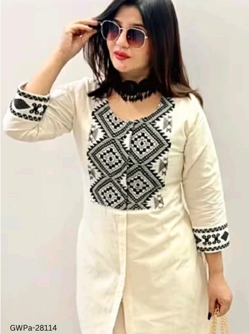 GWPa-28114 Cream Colour Cord Set With Heavy Embroidery - S