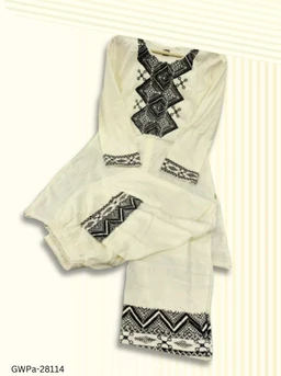GWPa-28114 Cream Colour Cord Set With Heavy Embroidery - S
