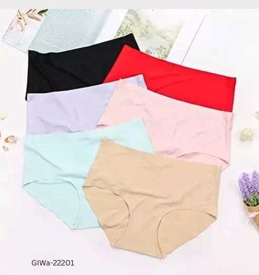 GIWb-22201 Woman Ice Silk Mid-Waist Seamless Panties - Free Size
