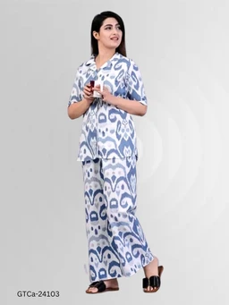 GTCa-24103 Printed Night Suit Set For Women - M
