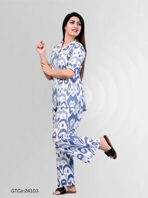GTCa-24103 Printed Night Suit Set For Women - M