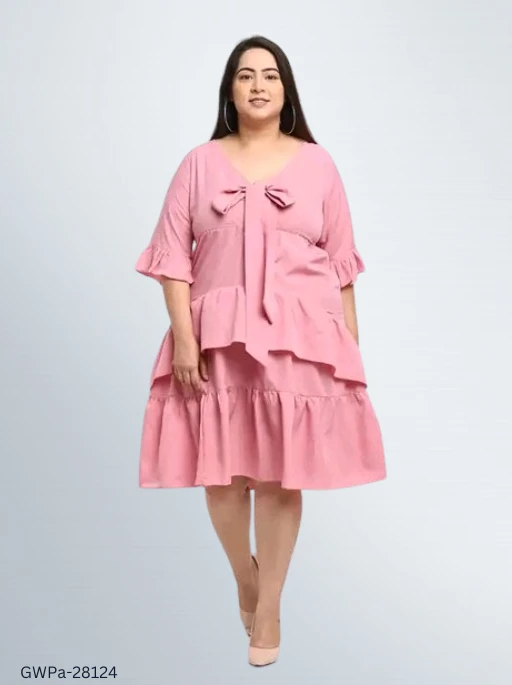 GWPa-28124 Women's Pink Dress - 5XL