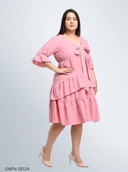 GWPa-28124 Women's Pink Dress - 5XL