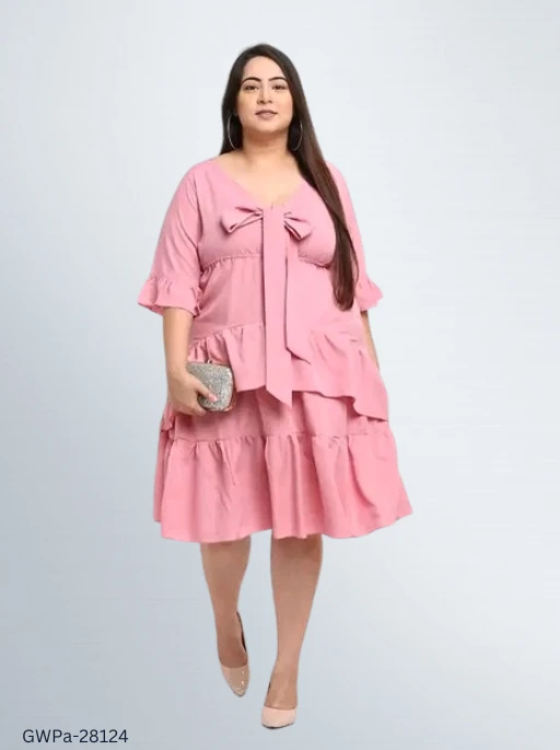 GWPa-28124 Women's Pink Dress - 5XL