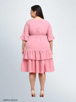 GWPa-28124 Women's Pink Dress - 5XL