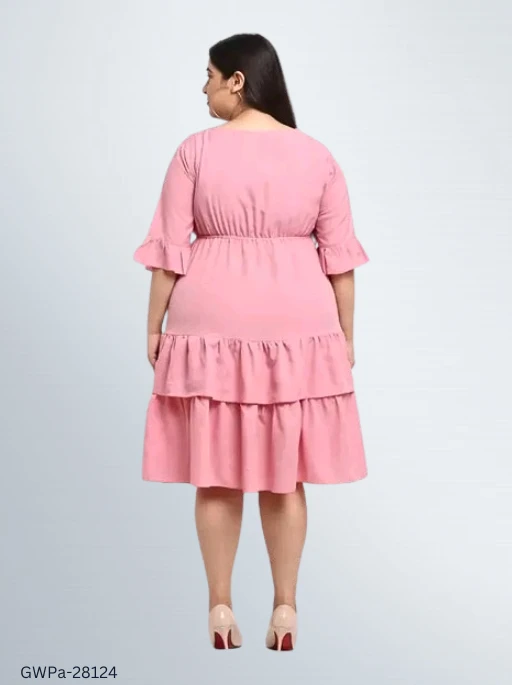 GWPa-28124 Women's Pink Dress - 5XL