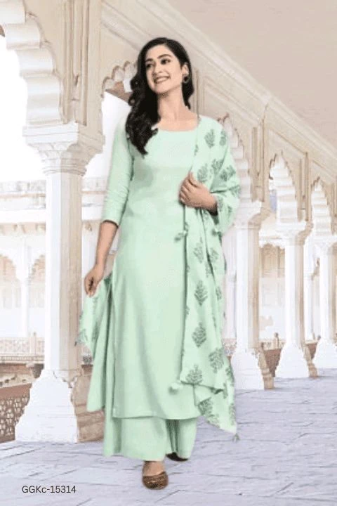 GGKc- 15314 Viscose Rayon Kurta Dupatta Set - M