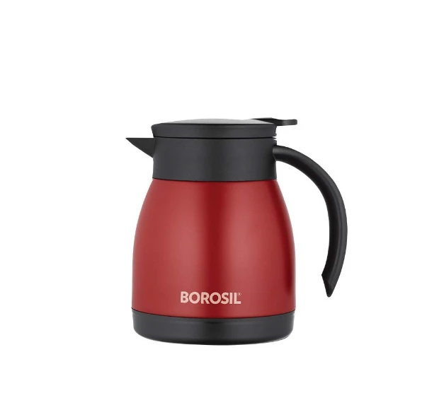 Borosil 500ML - Stainless Steel - Vacuum Insulated Teapot Flask, Red