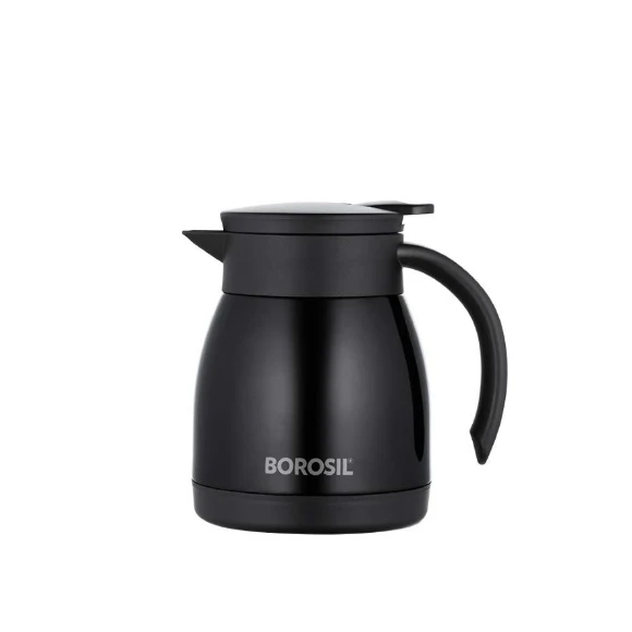 Borosil 500ML - Stainless Steel - Vacuum Insulated Teapot Flask, Black