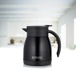 Borosil 500ML - Stainless Steel - Vacuum Insulated Teapot Flask, Black
