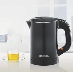 Borosil EVA Cool Touch 600ml Stainless Steel Kettle, Black