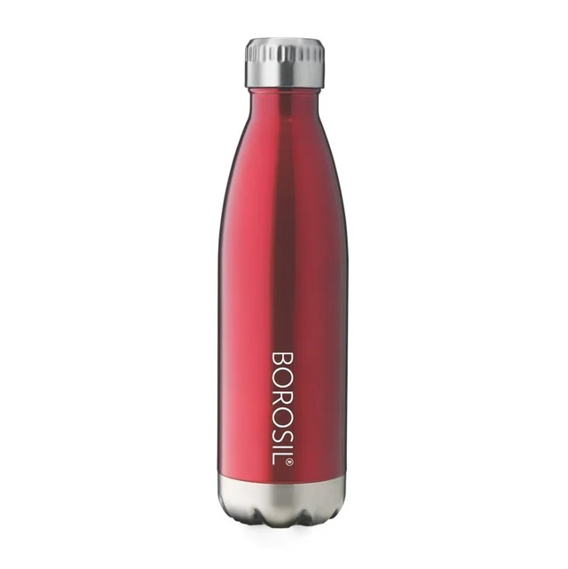 Borosil TRANS BOLT 500 ml Stainless Steel- Vacuum Insulated Flask Water bottle, Red