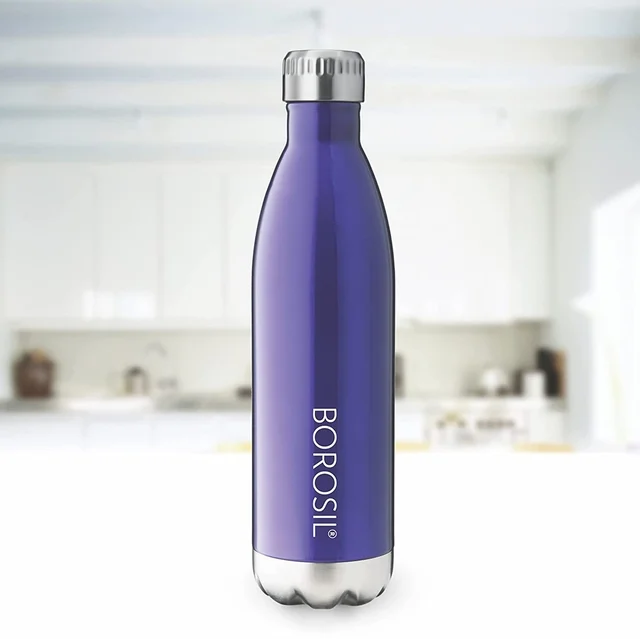 Borosil TRANS BOLT 1 L Stainless Steel- Vacuum Insulated Flask Water bottle, Blue