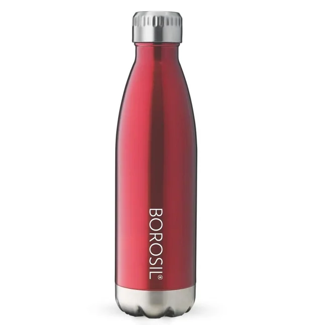 Borosil TRANS BOLT 1 L Stainless Steel- Vacuum Insulated Flask Water bottle, Red