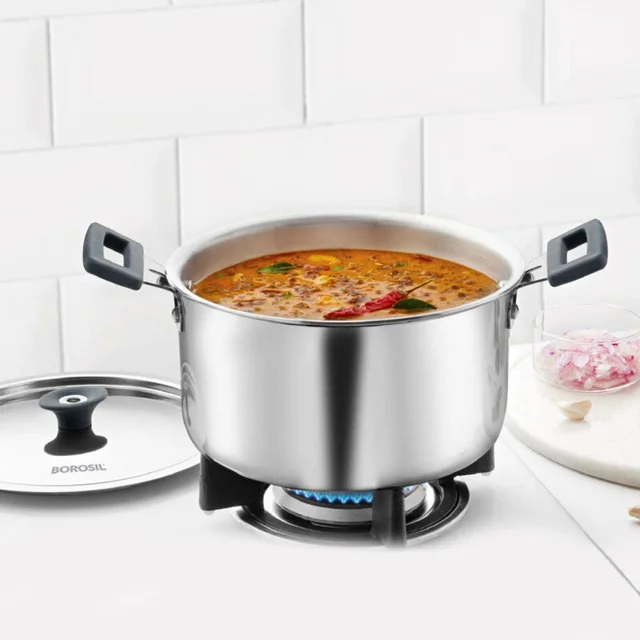 BOROSIL Cookfresh Cook and Serve Cookware - Triply Casserole With Silicon Handle & Lid