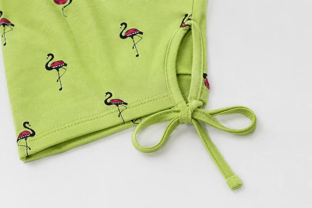 Women's Flamingo Print Capri Pyjama Pants – Green Casual Sleepwear/Nightwear -