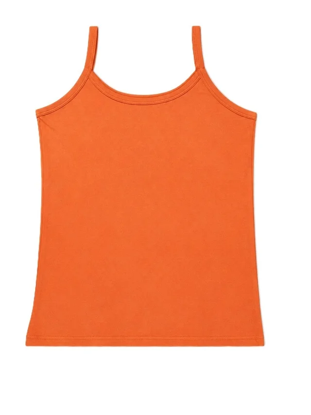 Dollar Women's Orange Sleeveless Camisole Tank Top with Thin Straps & Round Neck - L, Orange