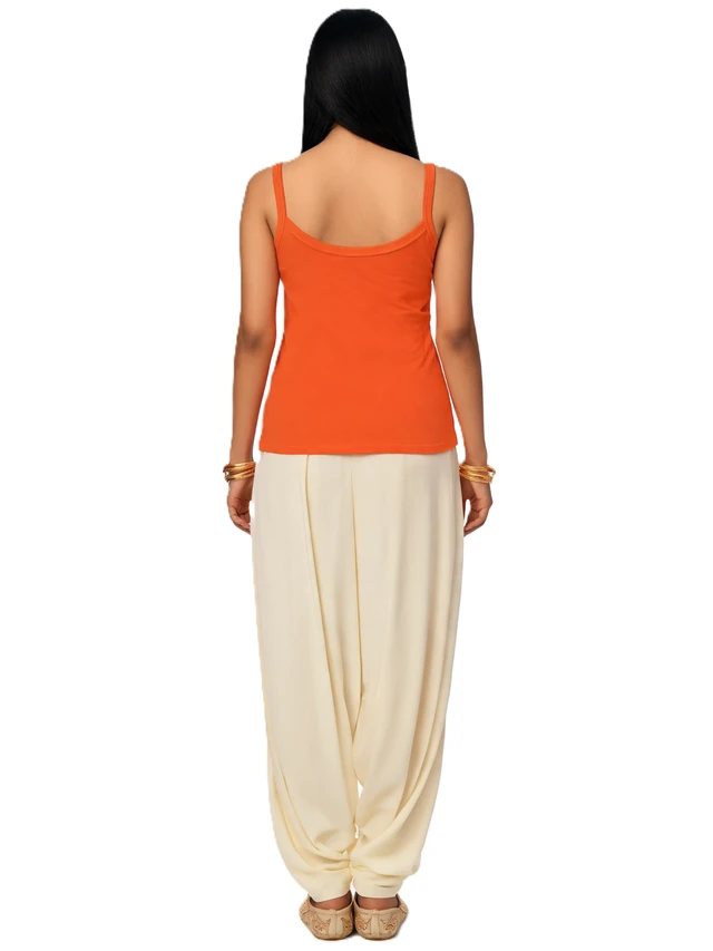 Dollar Women's Orange Sleeveless Camisole Tank Top with Thin Straps & Round Neck - L, Orange