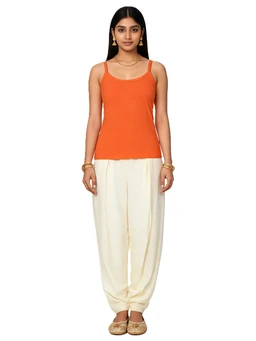 Dollar Women's Orange Sleeveless Camisole Tank Top with Thin Straps & Round Neck - L, Orange